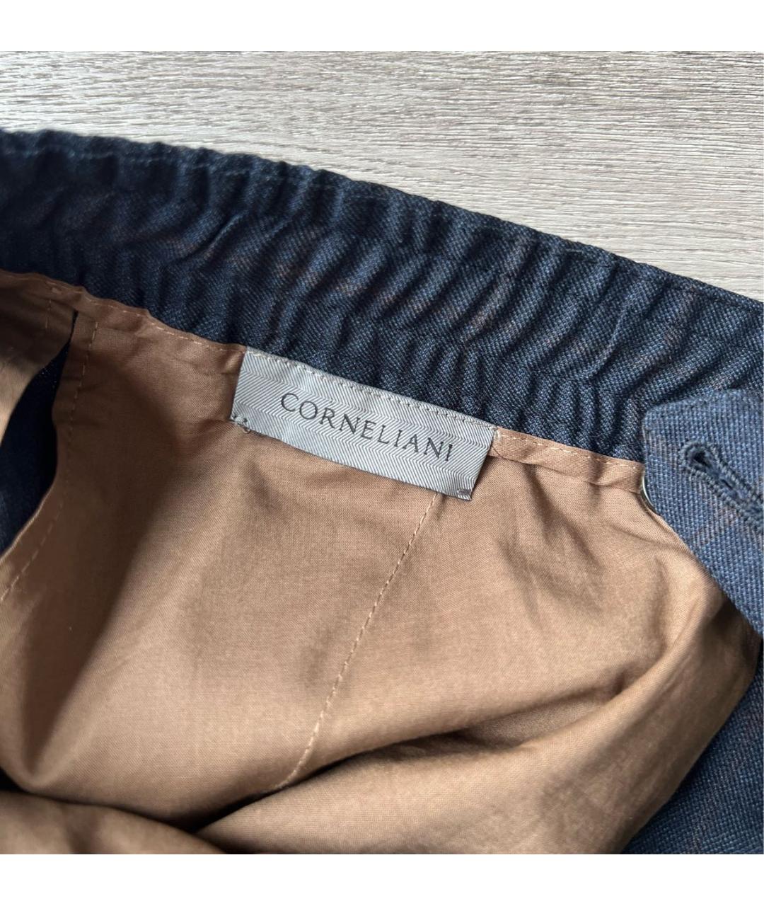 CORNELIANI Темно-синие шерстяные повседневные брюки, фото 8