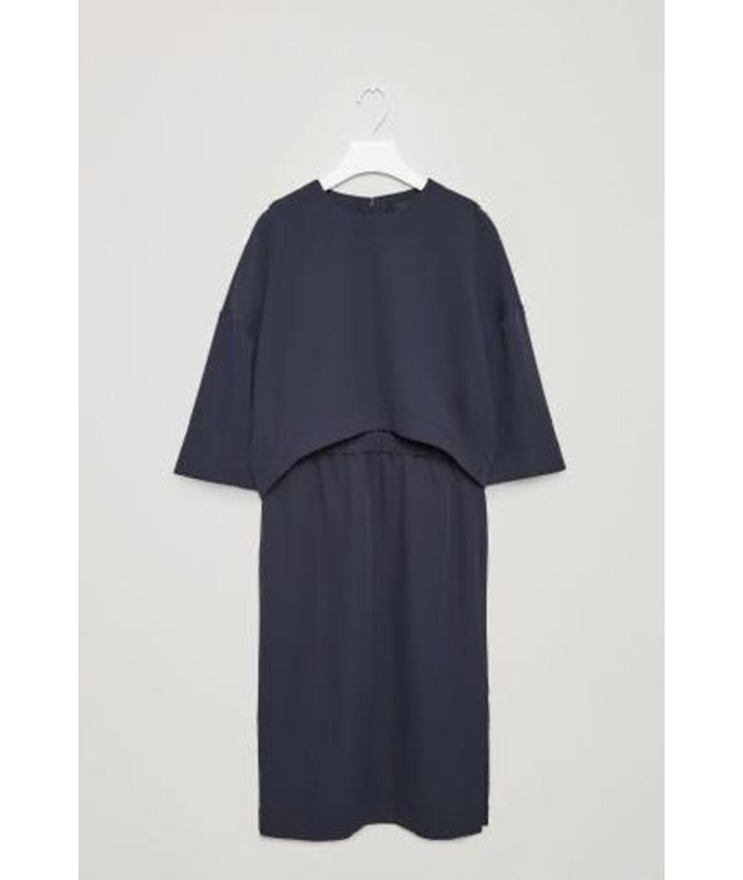 COS Темно-синее полиэстеровое повседневное платье, фото 5