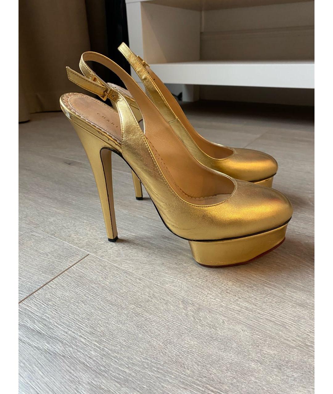 CHARLOTTE OLYMPIA Золотые кожаные туфли, фото 9