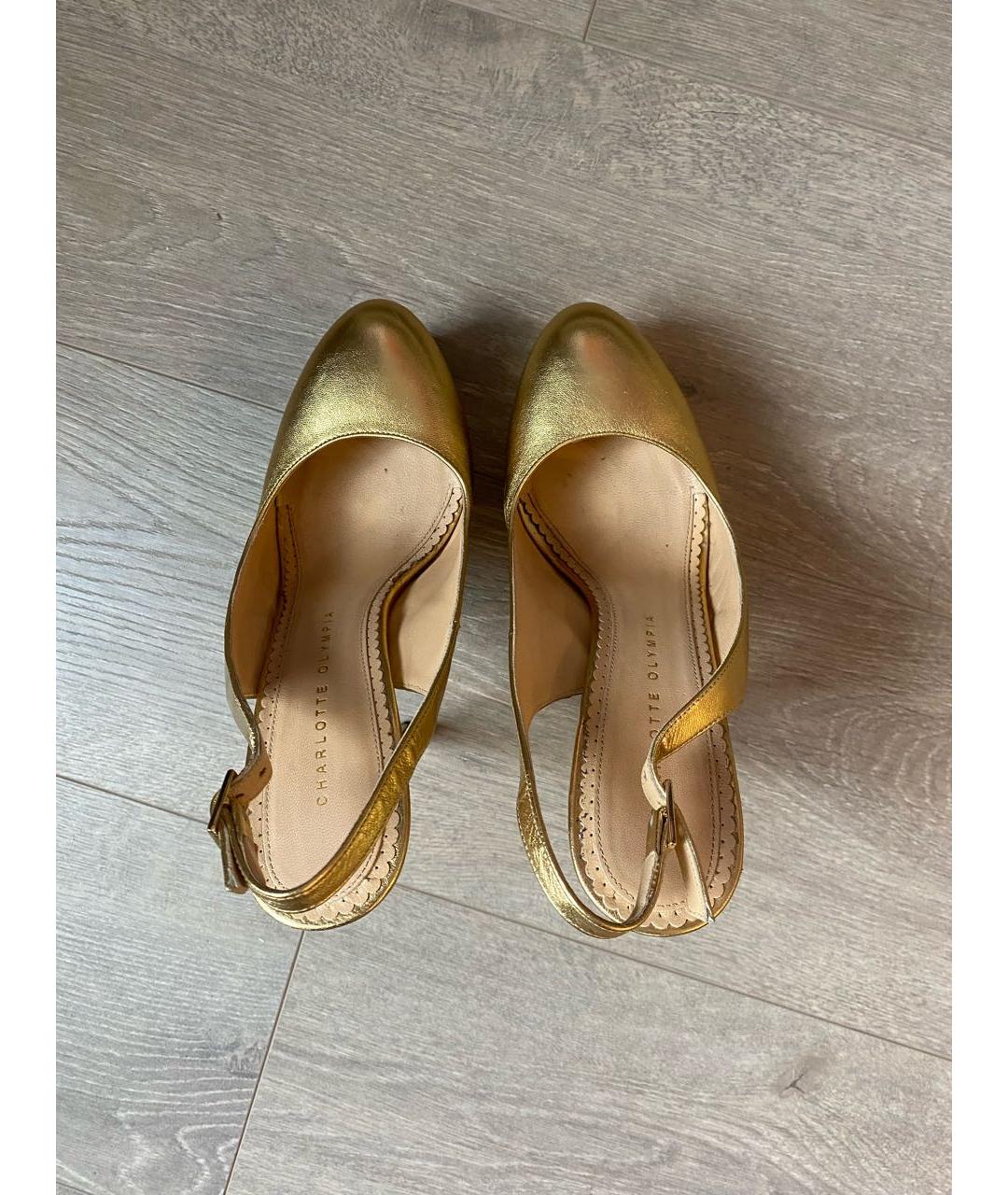 CHARLOTTE OLYMPIA Золотые кожаные туфли, фото 3