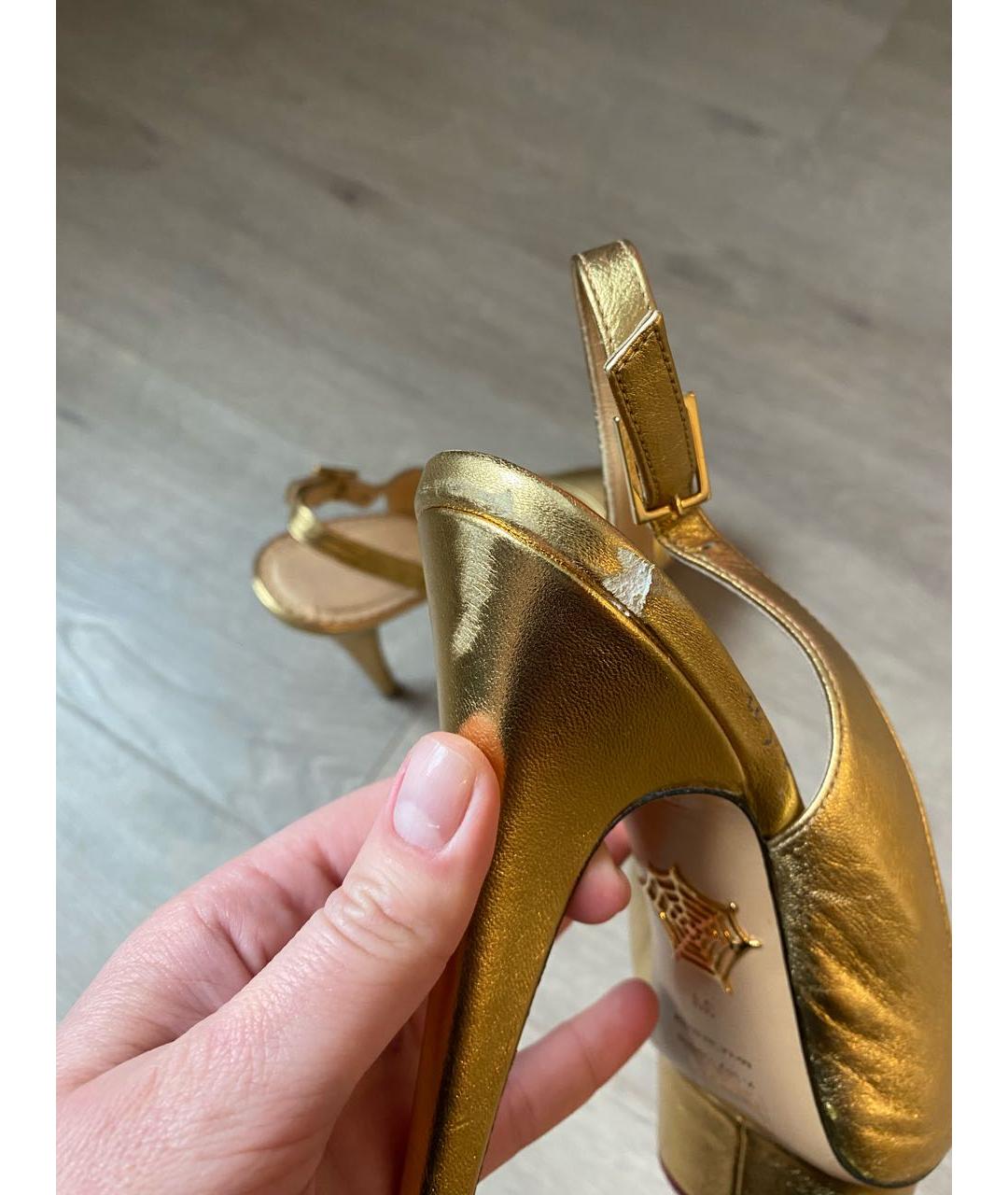 CHARLOTTE OLYMPIA Золотые кожаные туфли, фото 7