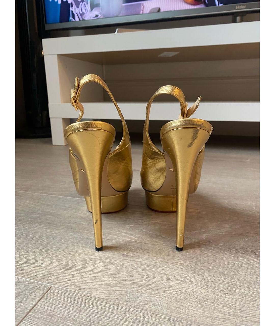 CHARLOTTE OLYMPIA Золотые кожаные туфли, фото 4