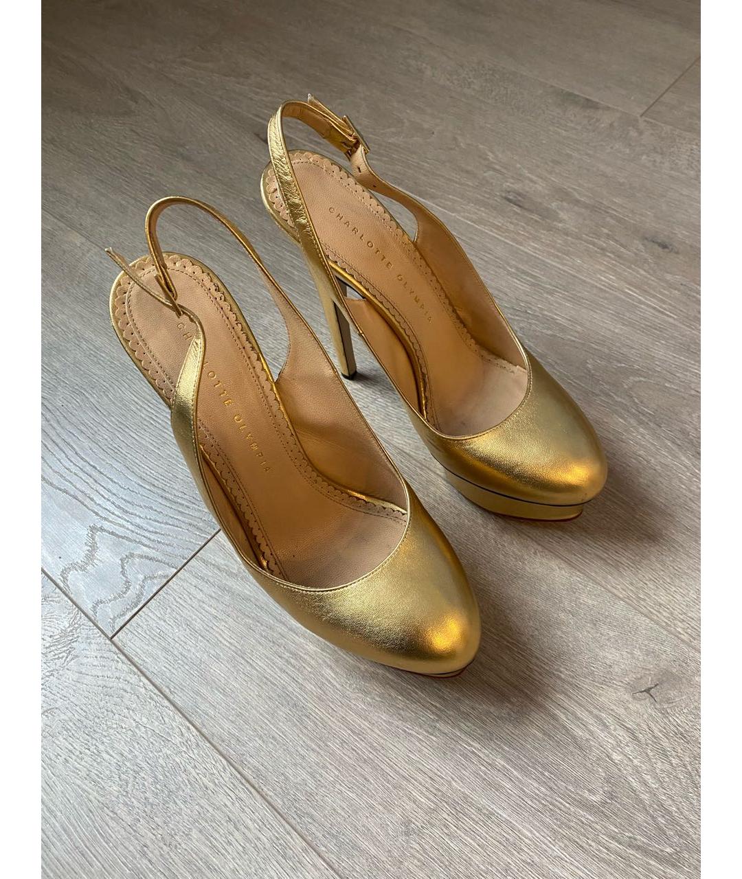 CHARLOTTE OLYMPIA Золотые кожаные туфли, фото 5