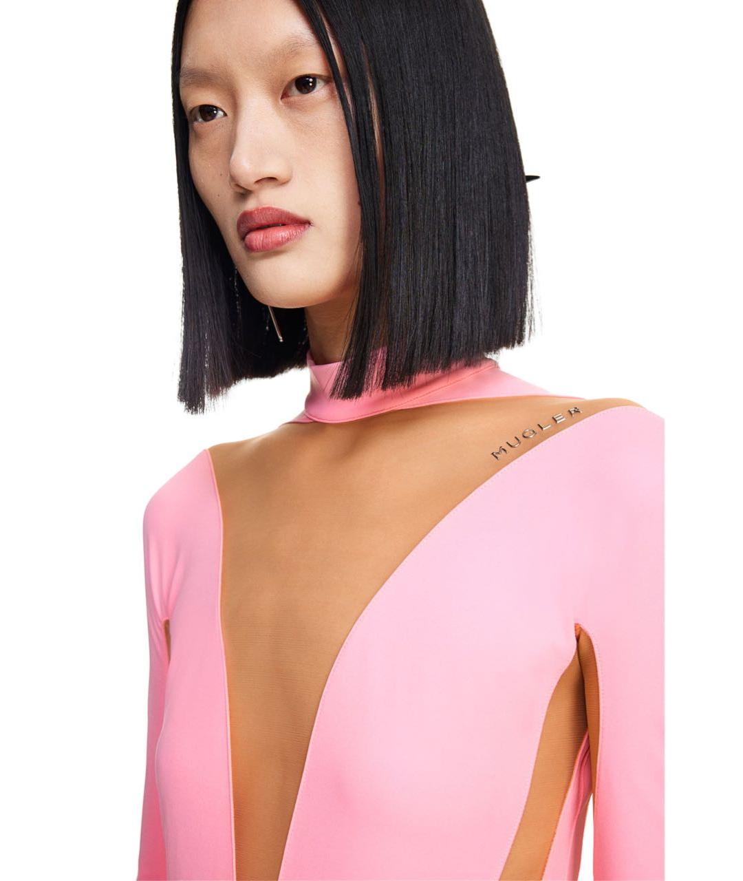 MUGLER Розовое полиамидовое коктейльное платье, фото 6