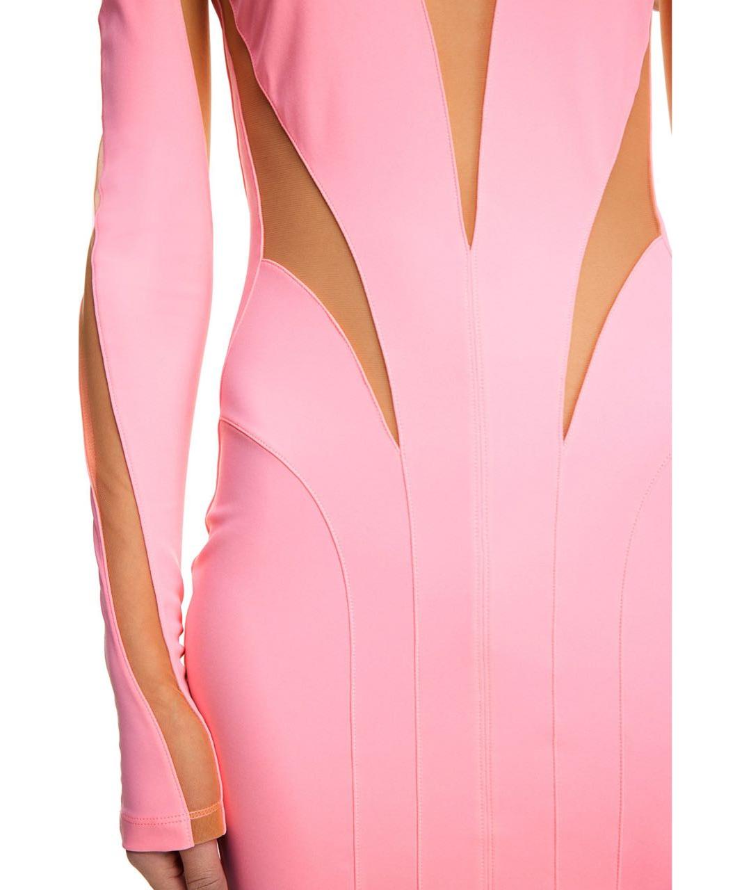 MUGLER Розовое полиамидовое коктейльное платье, фото 3