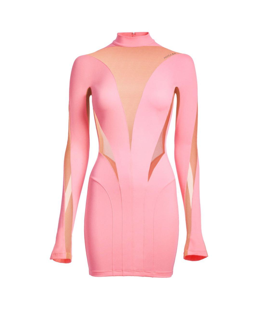 MUGLER Розовое полиамидовое коктейльное платье, фото 1