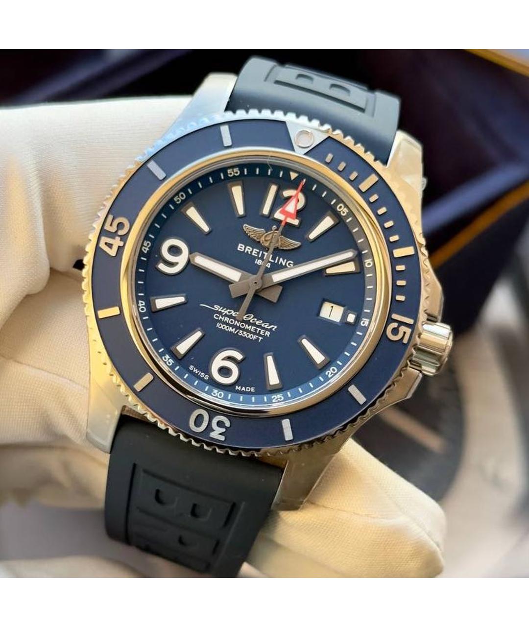 BREITLING SUPEROCEAN Синие стальные часы, фото 2