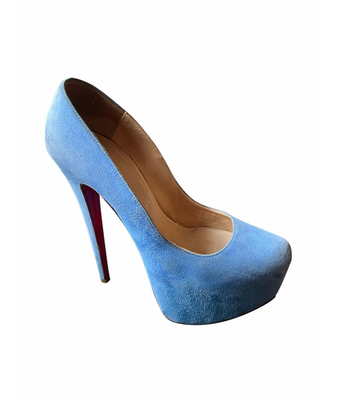 CHRISTIAN LOUBOUTIN Голубые замшевые туфли, фото 1