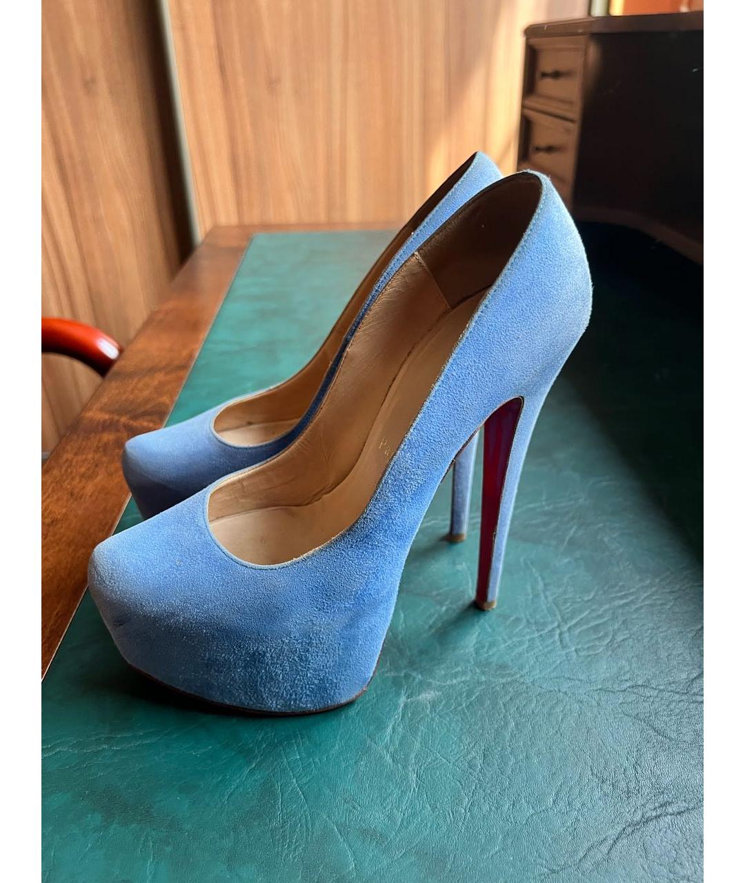 CHRISTIAN LOUBOUTIN Голубые замшевые туфли, фото 5