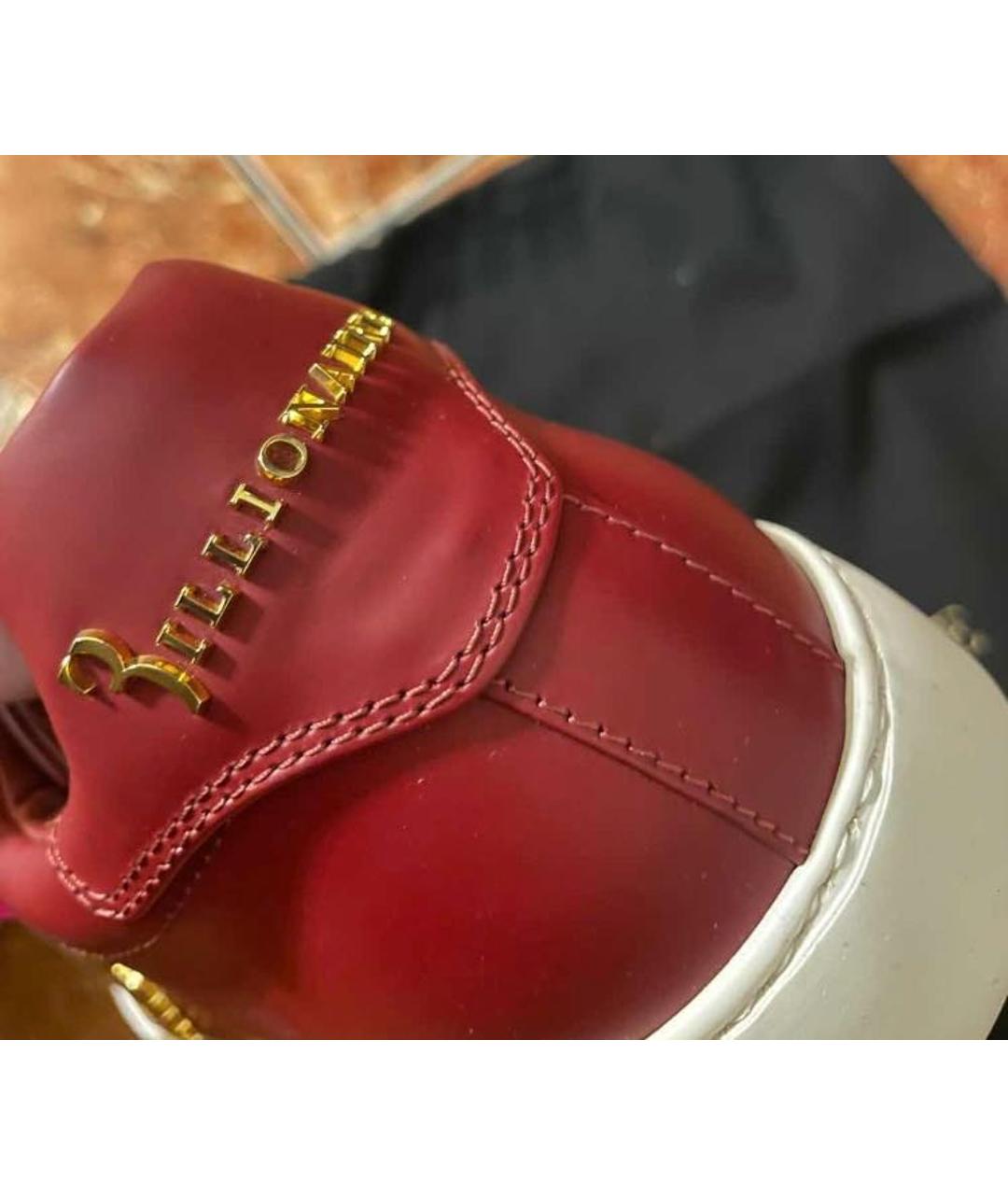 BILLIONAIRE Бордовые кожаные низкие кроссовки / кеды, фото 4
