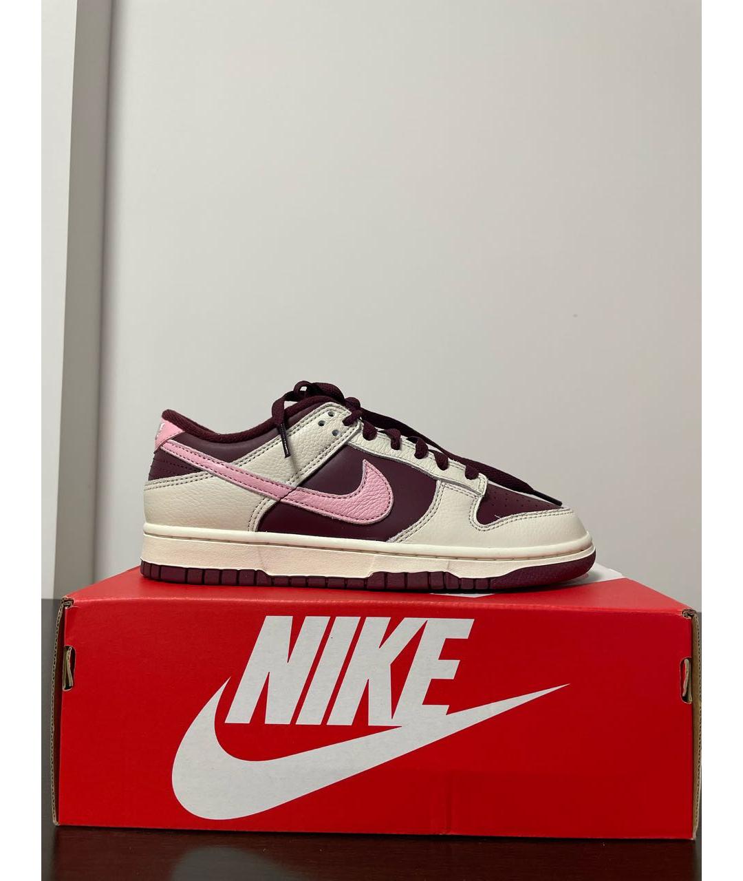 NIKE Бордовые кроссовки из искусственной кожи, фото 2
