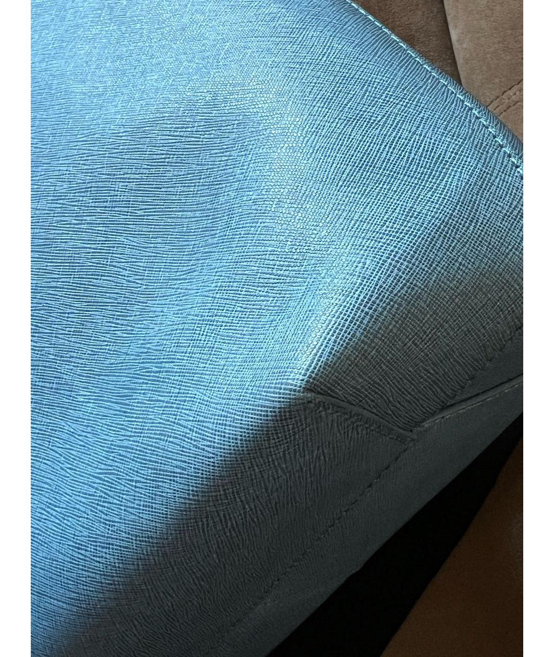 DKNY Голубая кожаная сумка с короткими ручками, фото 5