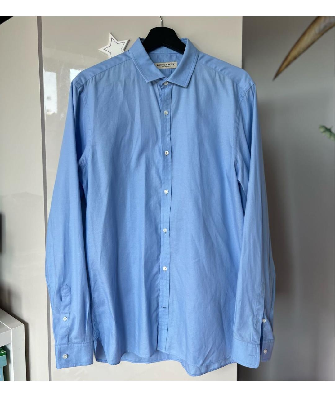 BURBERRY Голубая хлопковая классическая рубашка, фото 8