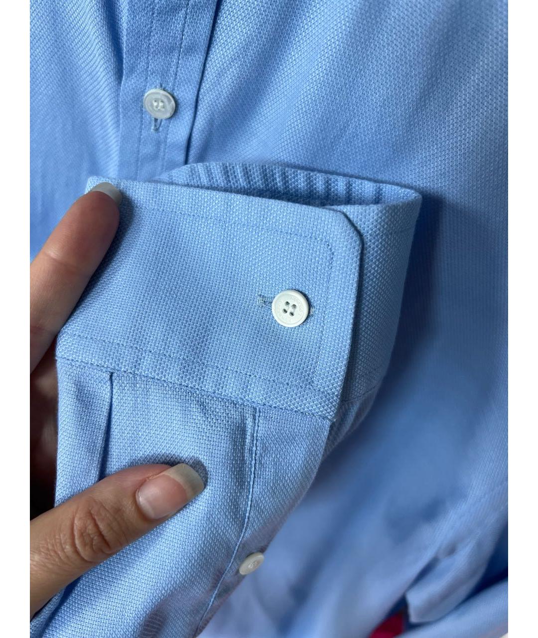 BURBERRY Голубая хлопковая классическая рубашка, фото 4