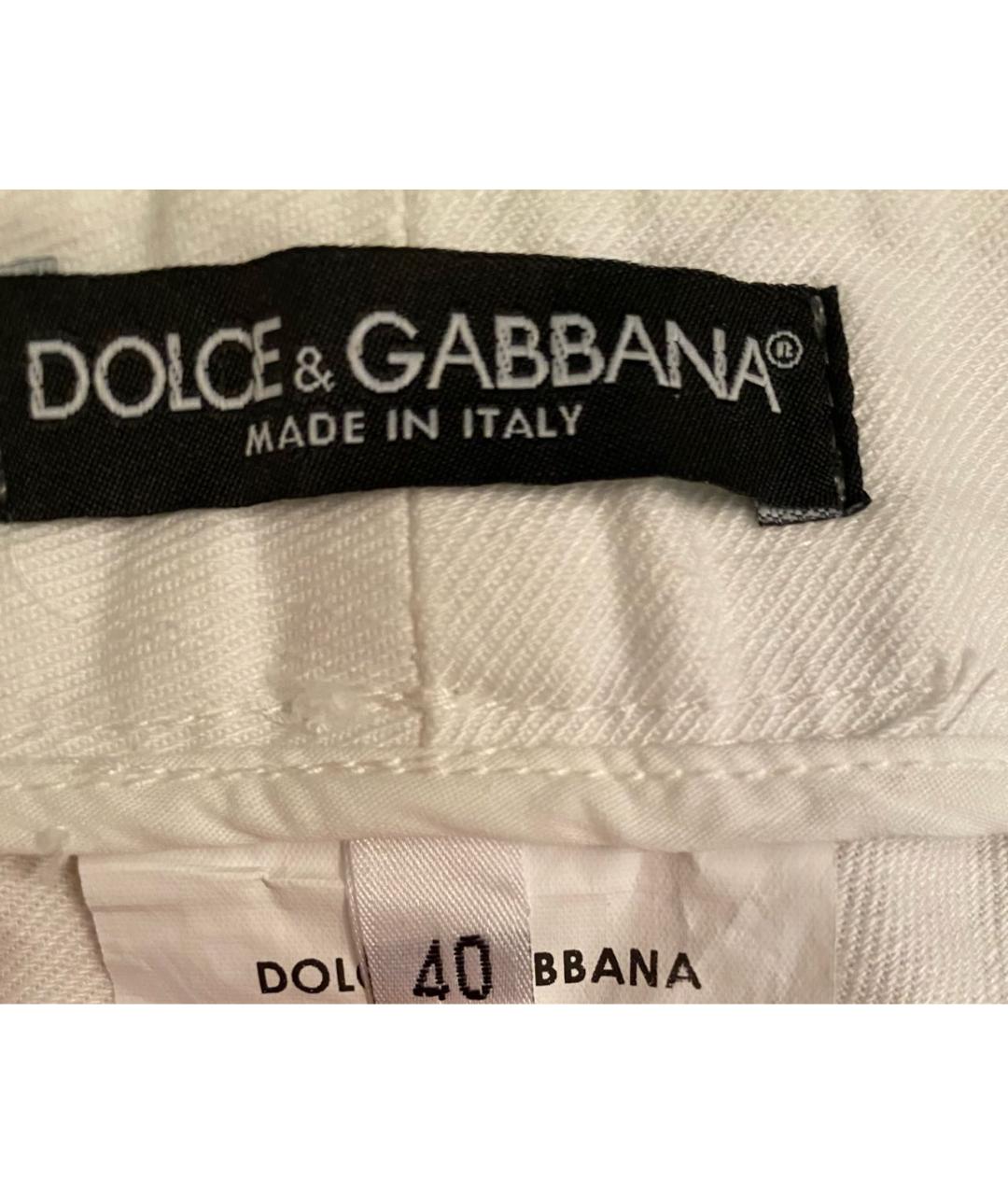 DOLCE&GABBANA Белые хлопковые джинсы клеш, фото 8