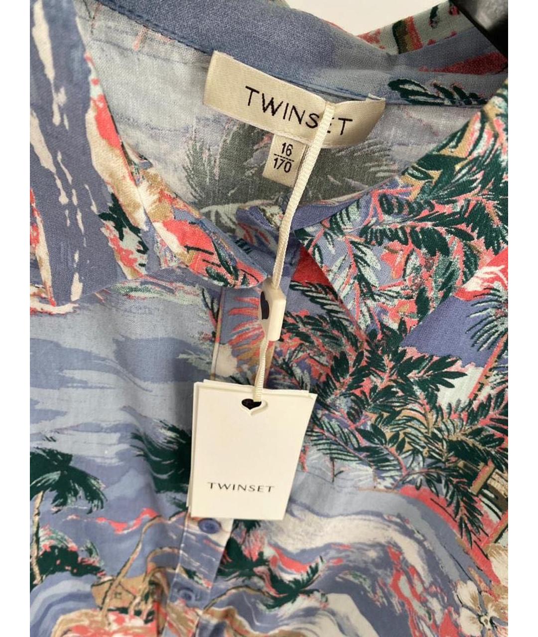 TWIN-SET Мульти льняная рубашка/блузка, фото 4