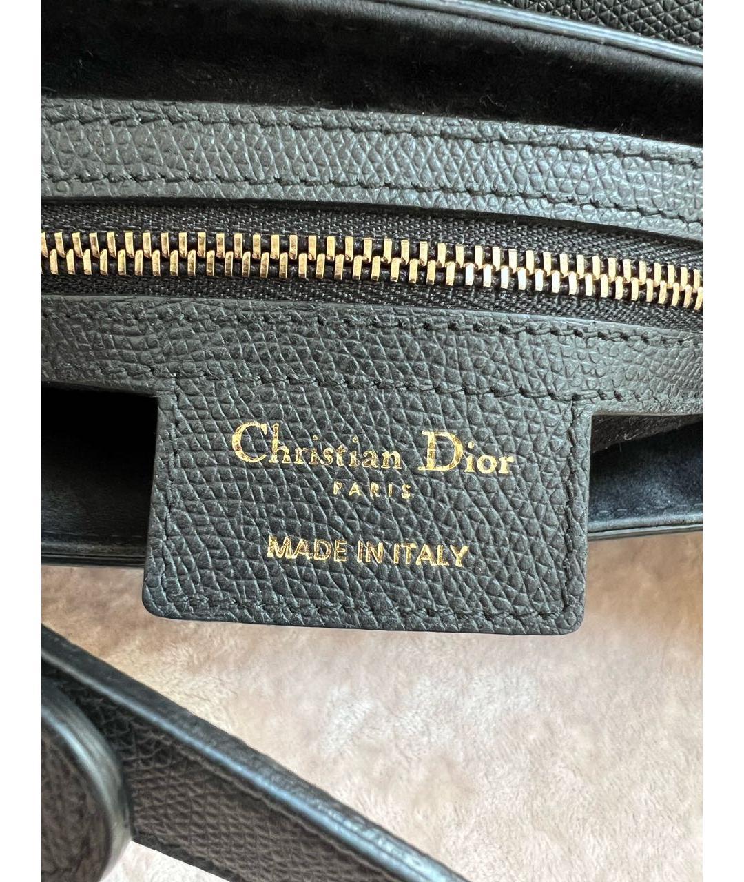 CHRISTIAN DIOR Черная кожаная сумка с короткими ручками, фото 8
