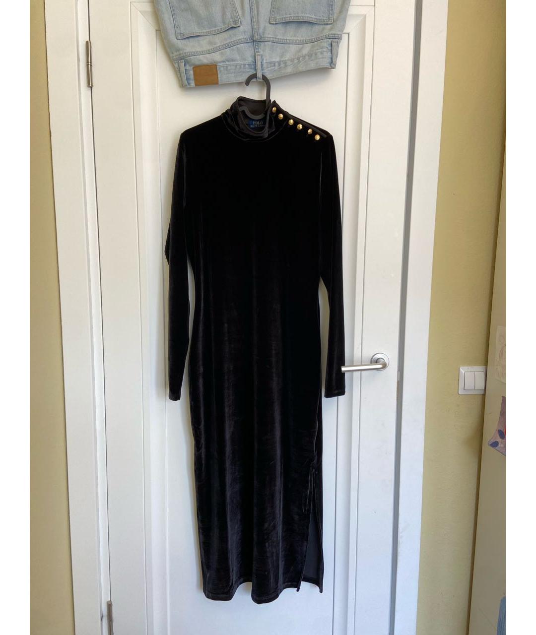 POLO RALPH LAUREN Черное полиэстеровое вечернее платье, фото 9
