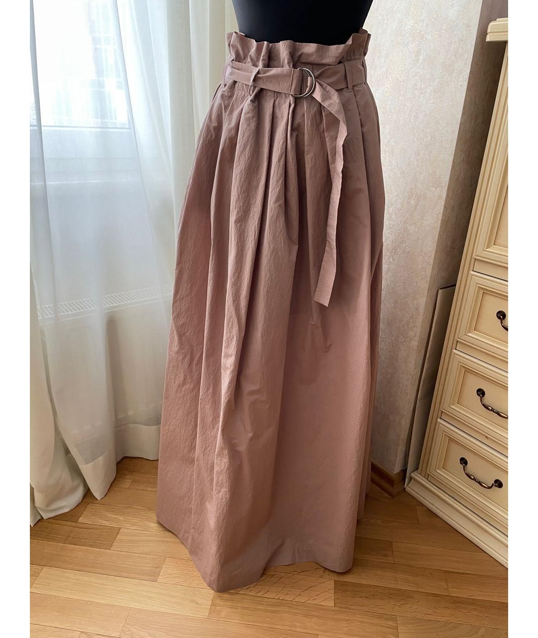BRUNELLO CUCINELLI Бежевая хлопковая юбка макси, фото 9