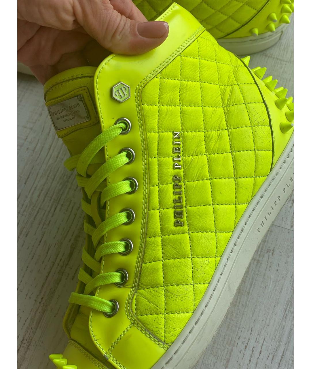 PHILIPP PLEIN Желтые кожаные кеды, фото 8