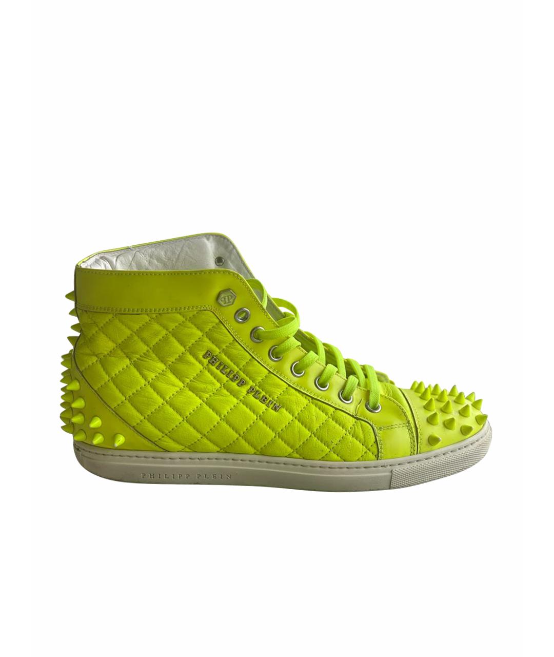 PHILIPP PLEIN Желтые кожаные кеды, фото 1