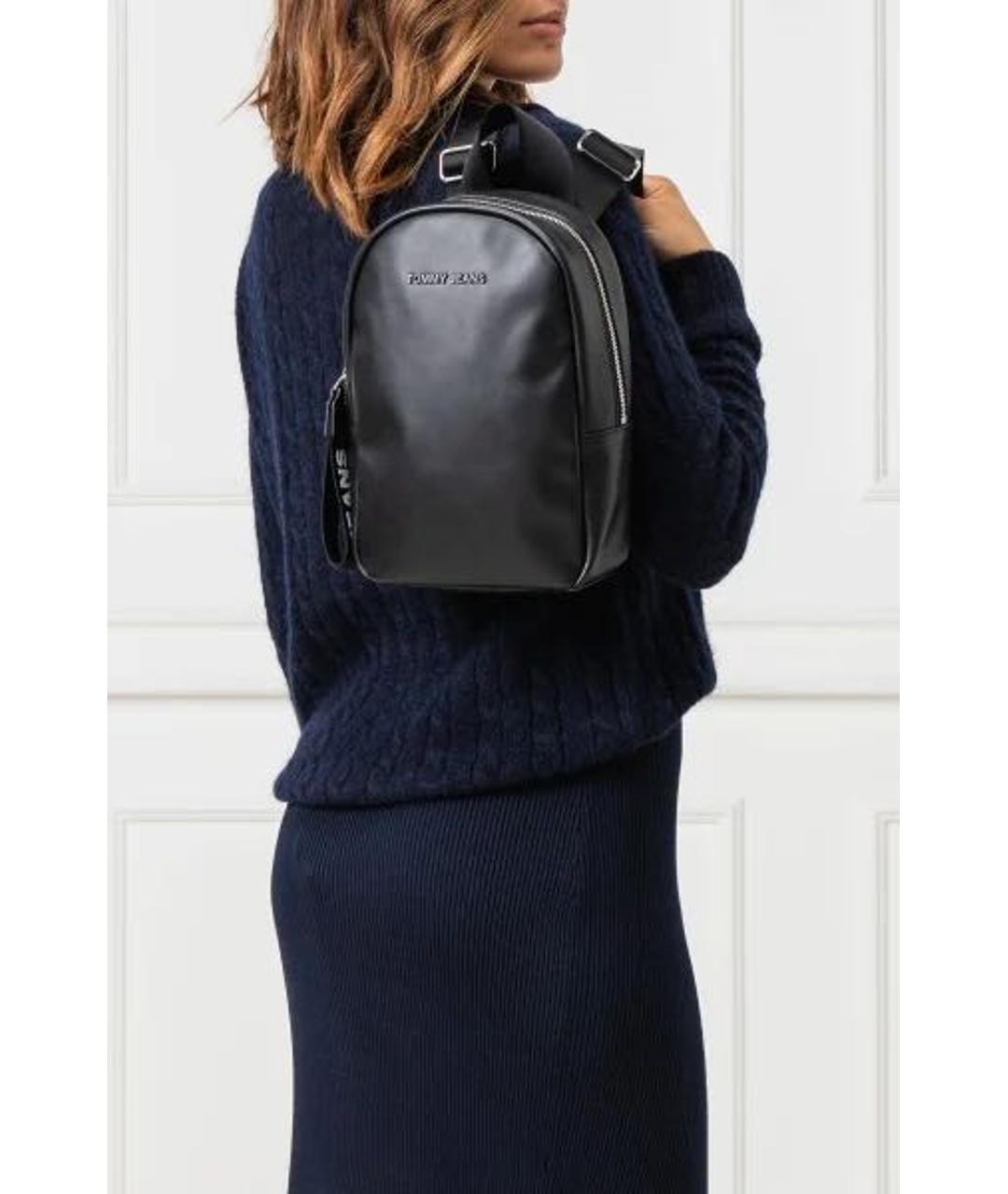 TOMMY HILFIGER Черный рюкзак из искусственной кожи, фото 5