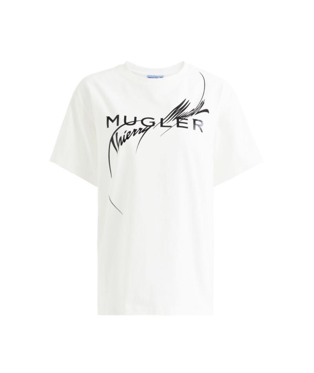 MUGLER Белая хлопковая футболка, фото 1