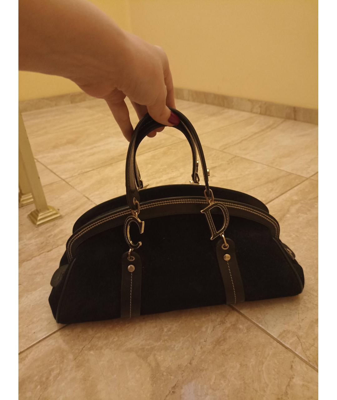CHRISTIAN DIOR PRE-OWNED Черная замшевая сумка с короткими ручками, фото 5