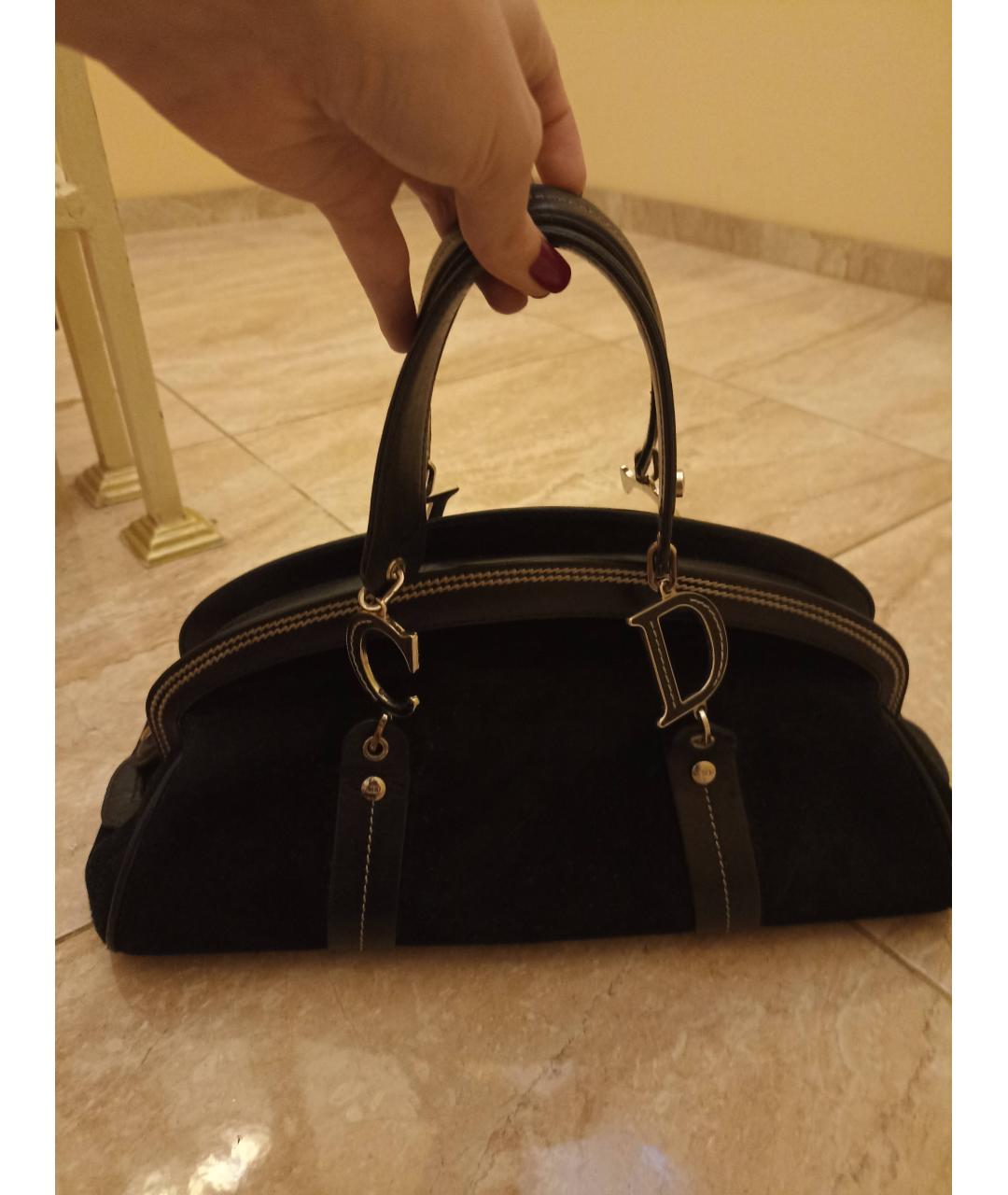 CHRISTIAN DIOR PRE-OWNED Черная замшевая сумка с короткими ручками, фото 3
