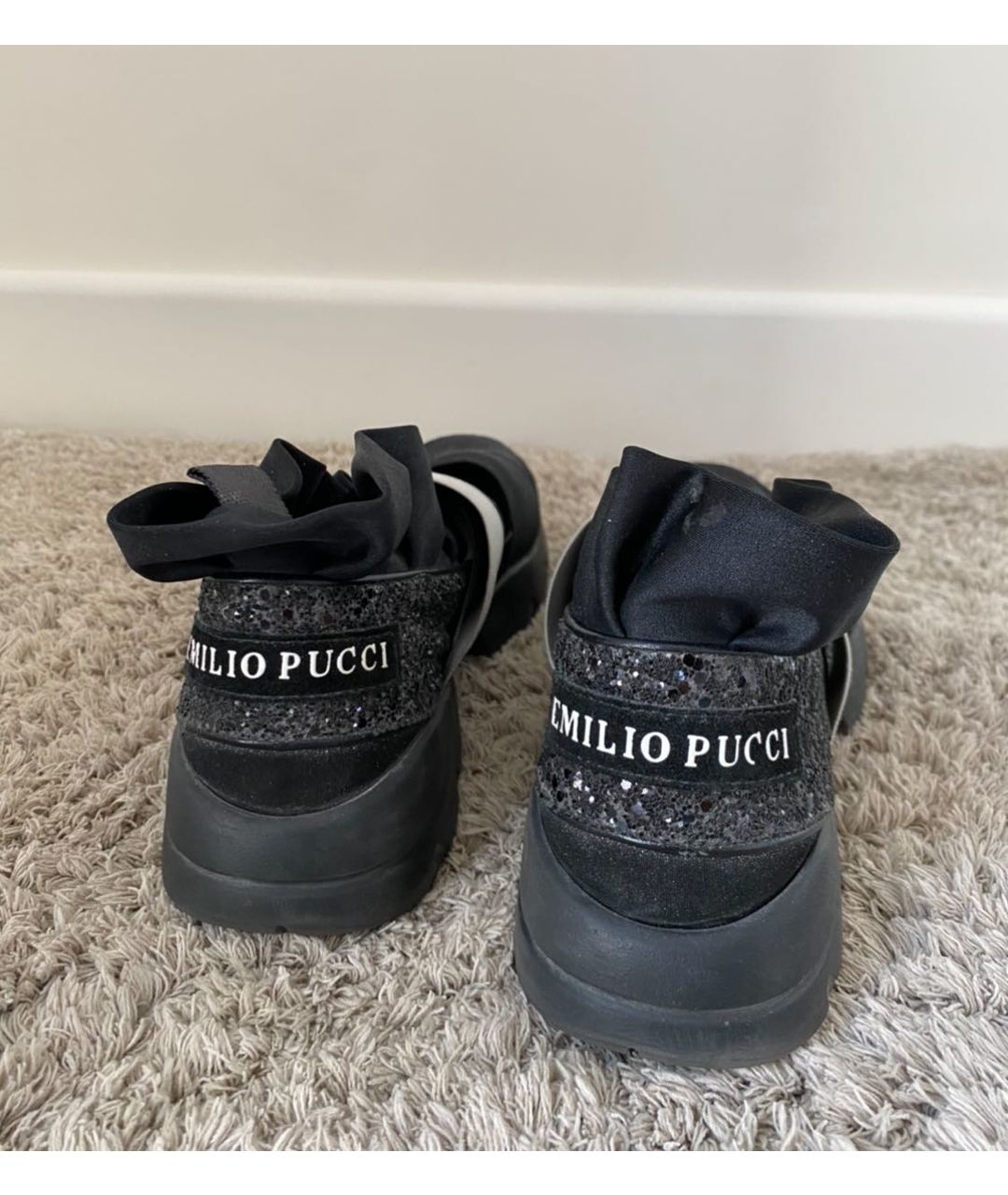 EMILIO PUCCI Черные кожаные кроссовки, фото 4