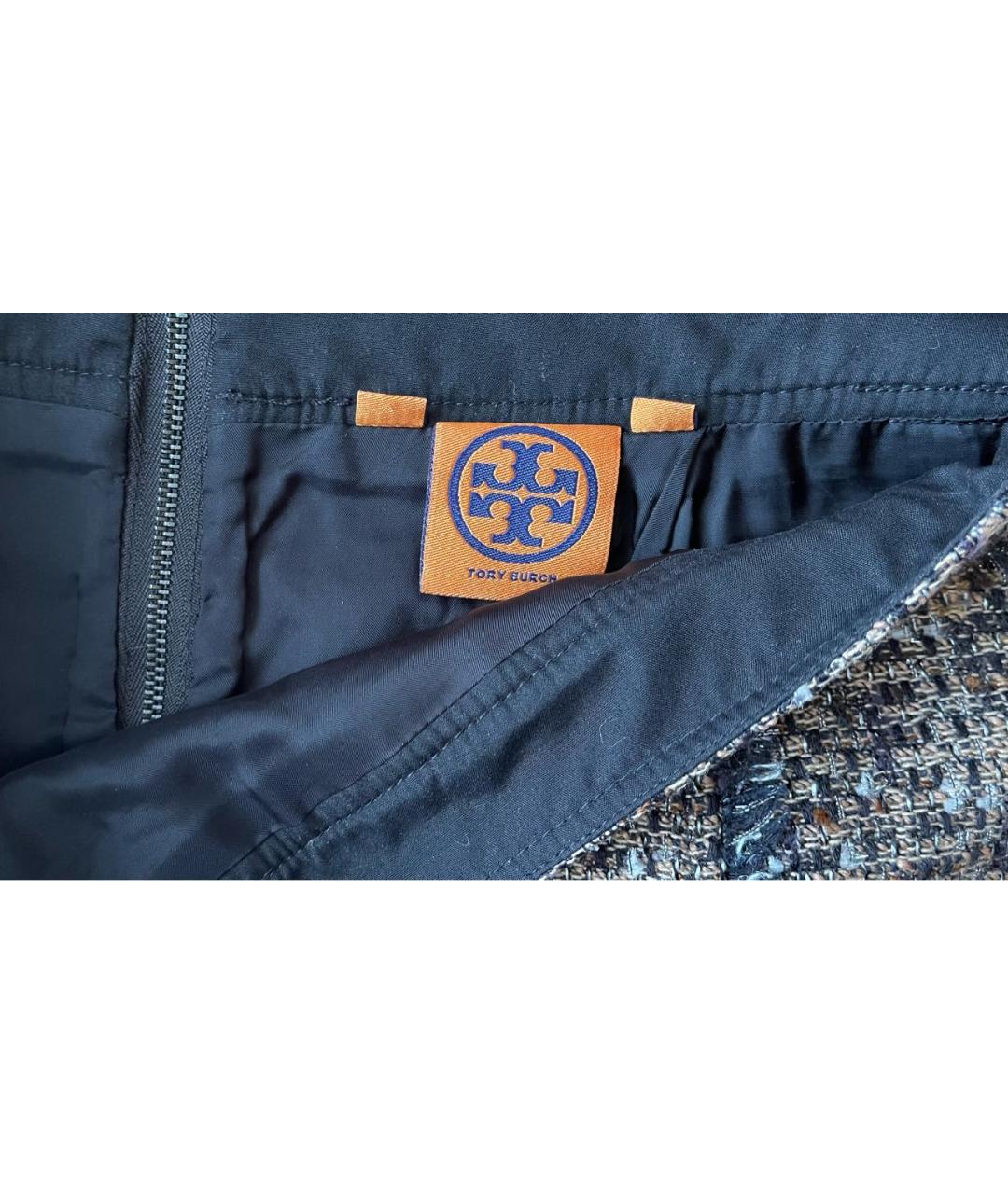 TORY BURCH Коричневая твидовая юбка мини, фото 3