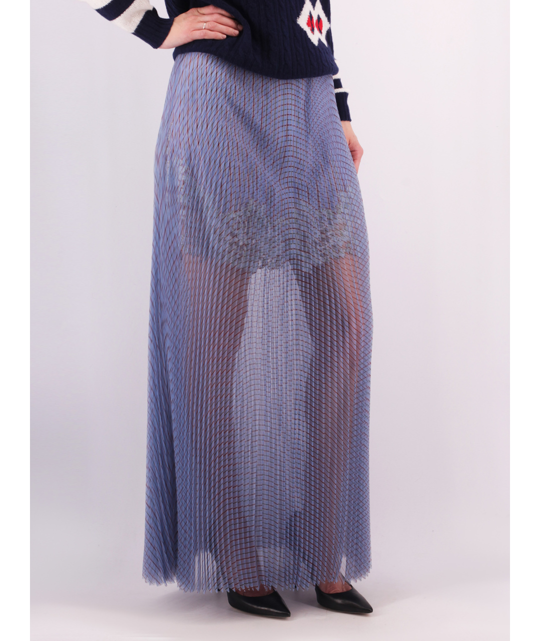 ERMANNO ERMANNO Голубая полиэстеровая юбка макси, фото 2