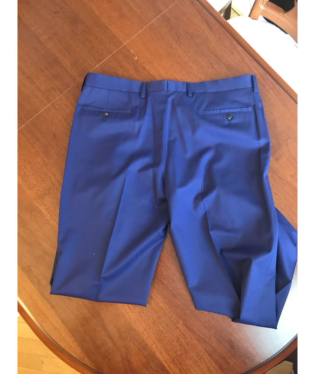 CASTELLO D'ORO Темно-синие шерстяные классические брюки, фото 2