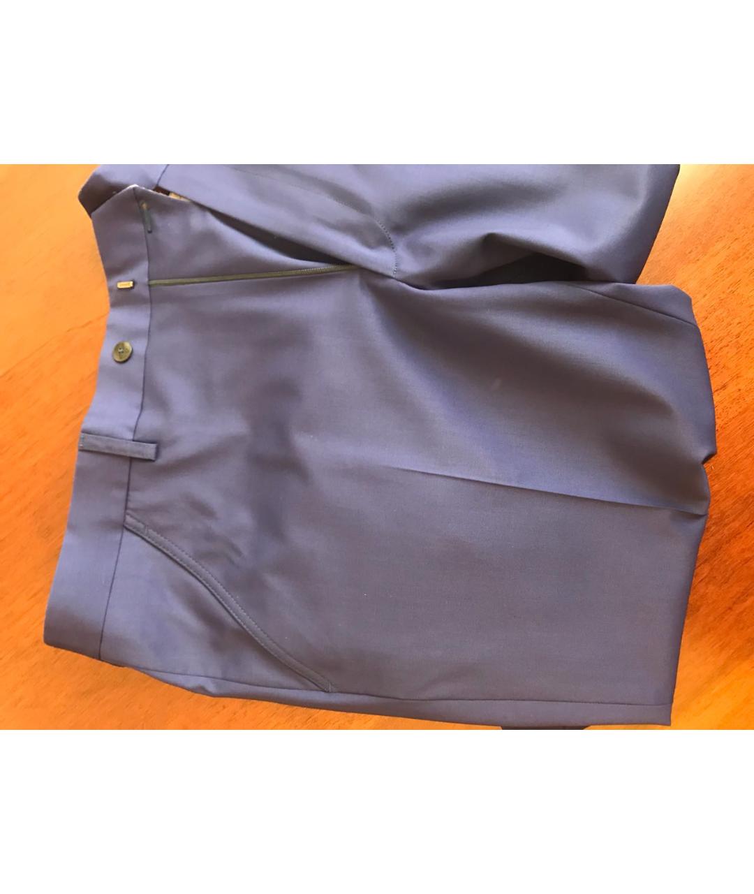 CASTELLO D'ORO Темно-синие шерстяные классические брюки, фото 4