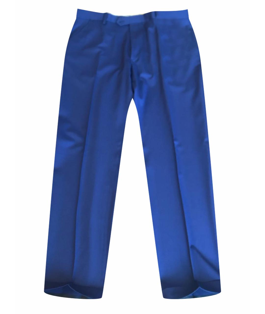 CASTELLO D'ORO Темно-синие шерстяные классические брюки, фото 1