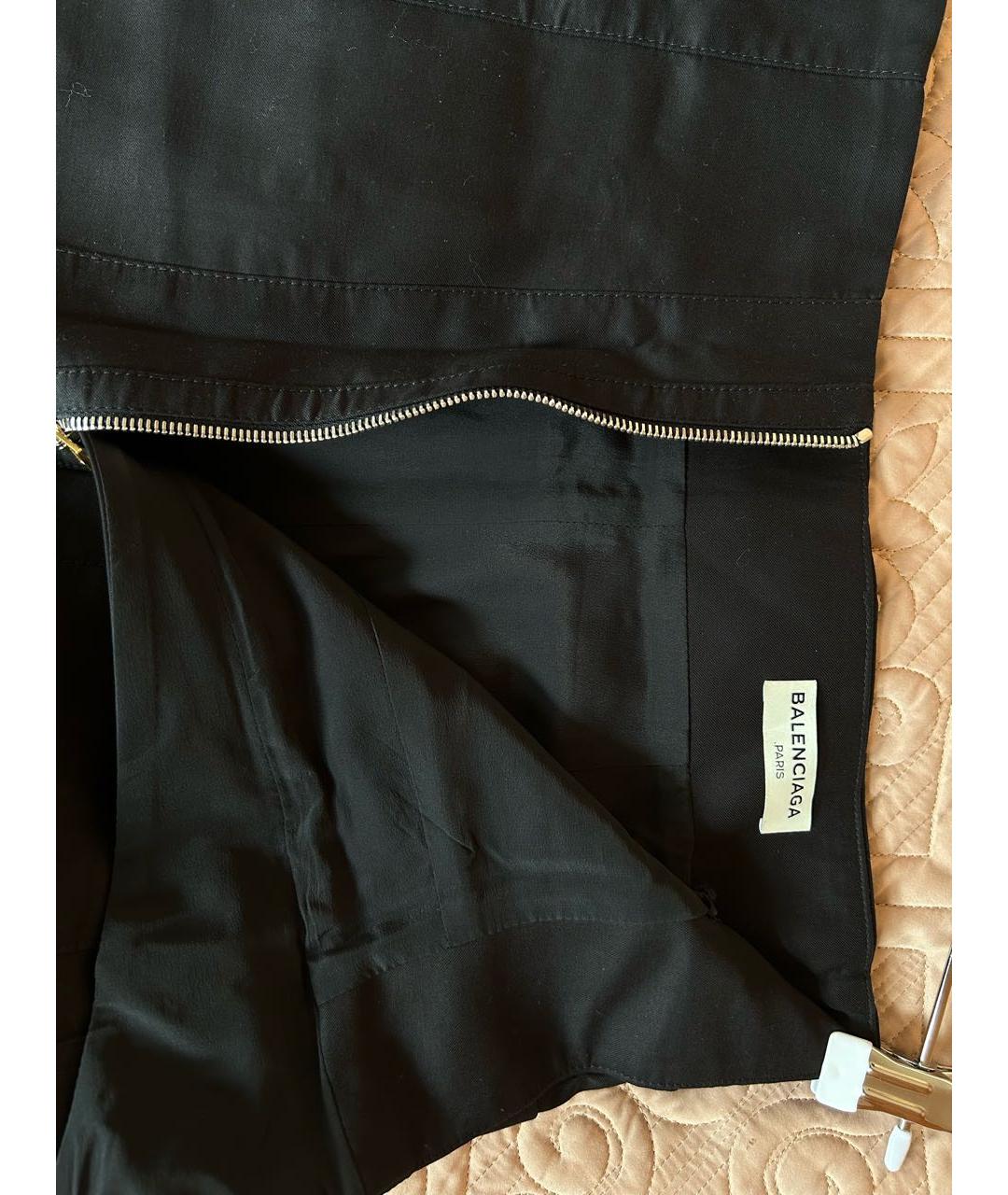 BALENCIAGA Черная атласная юбка миди, фото 8