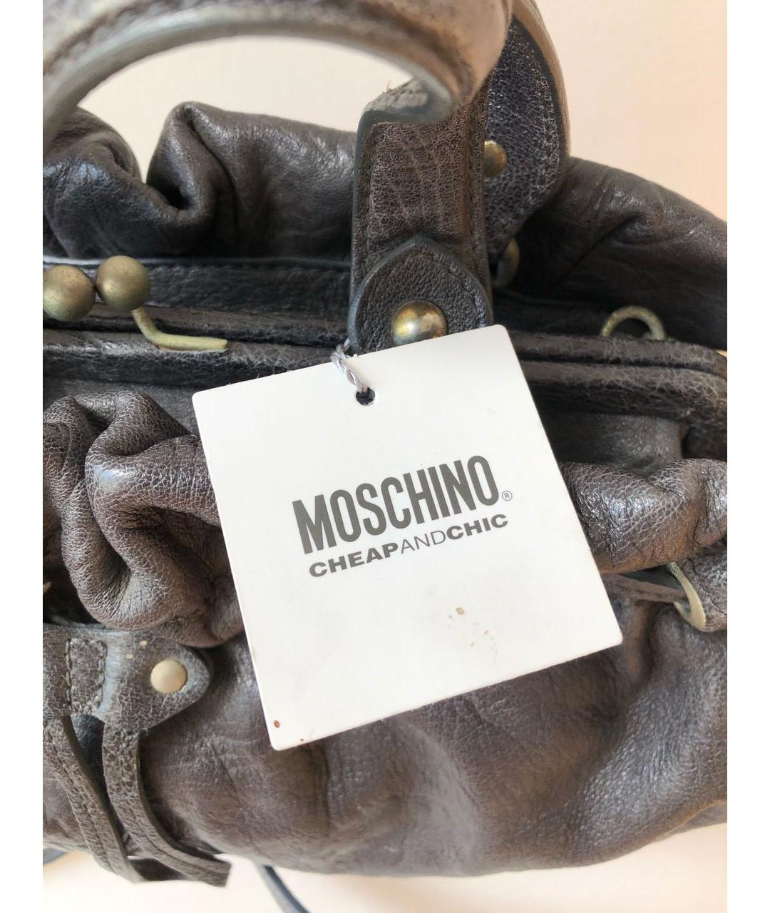 MOSCHINO Серая кожаная сумка тоут, фото 4