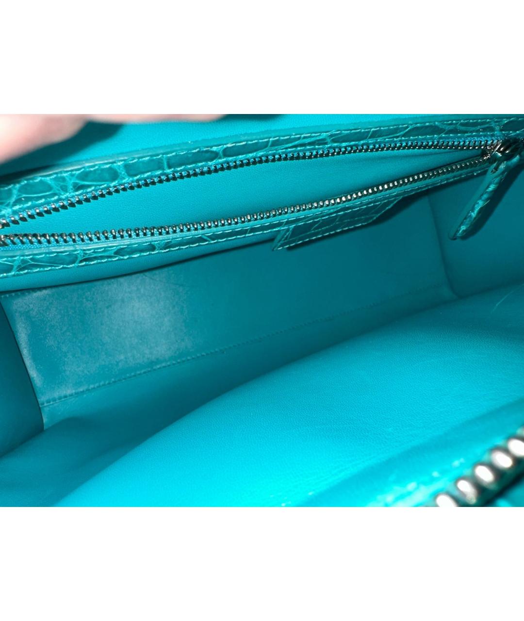 CHRISTIAN DIOR Бирюзовая сумка тоут из экзотической кожи, фото 5