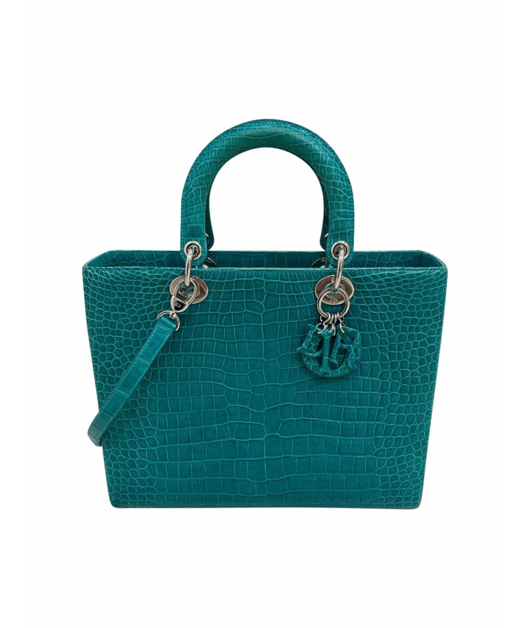 CHRISTIAN DIOR Бирюзовая сумка тоут из экзотической кожи, фото 1