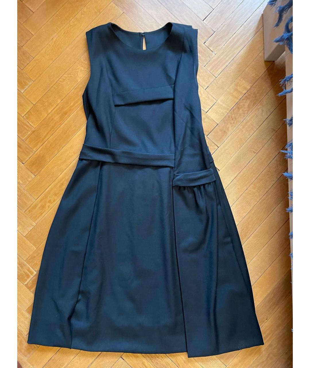 SPORTMAX Черное шерстяное повседневное платье, фото 8
