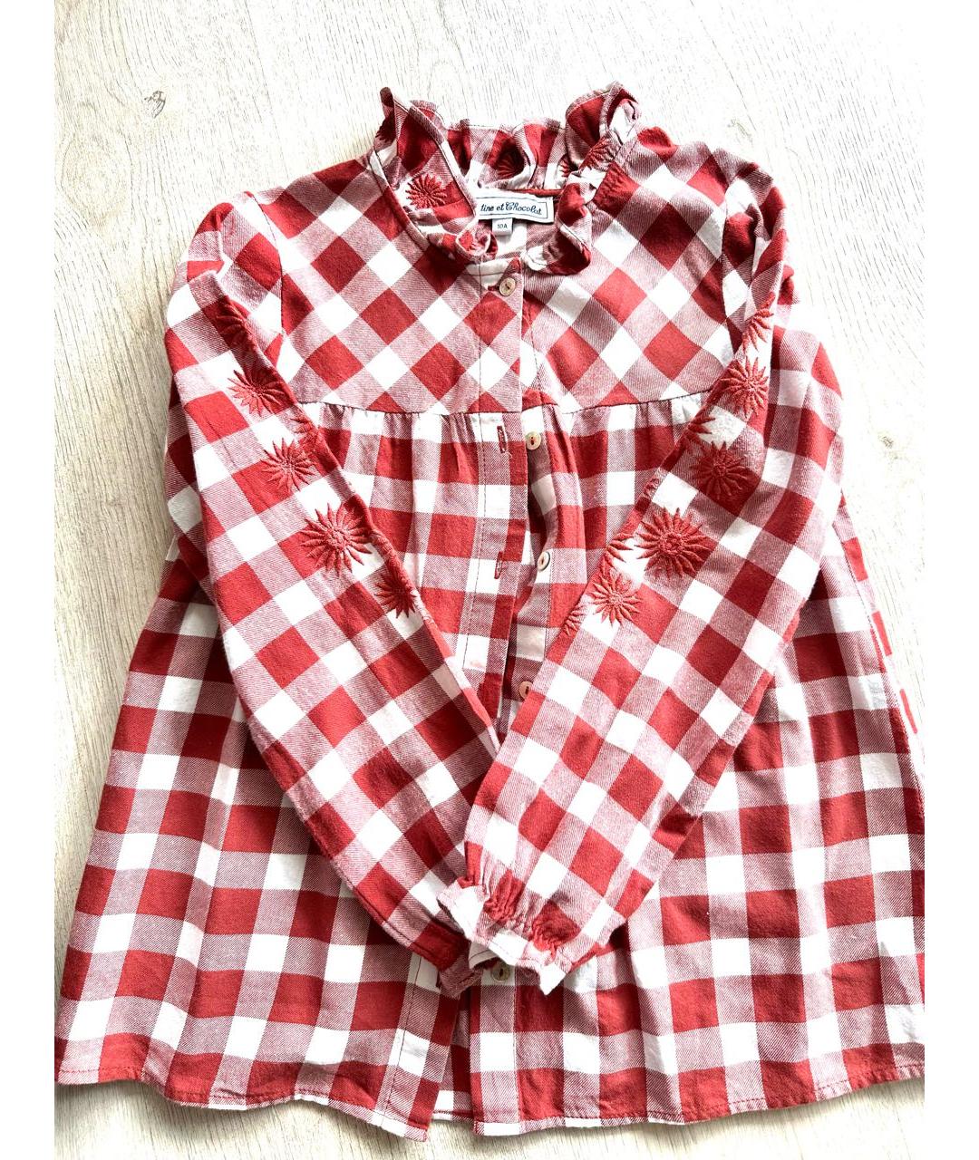 TARTINE ET CHOCOLAT Бордовая хлопковая рубашка/блузка, фото 3