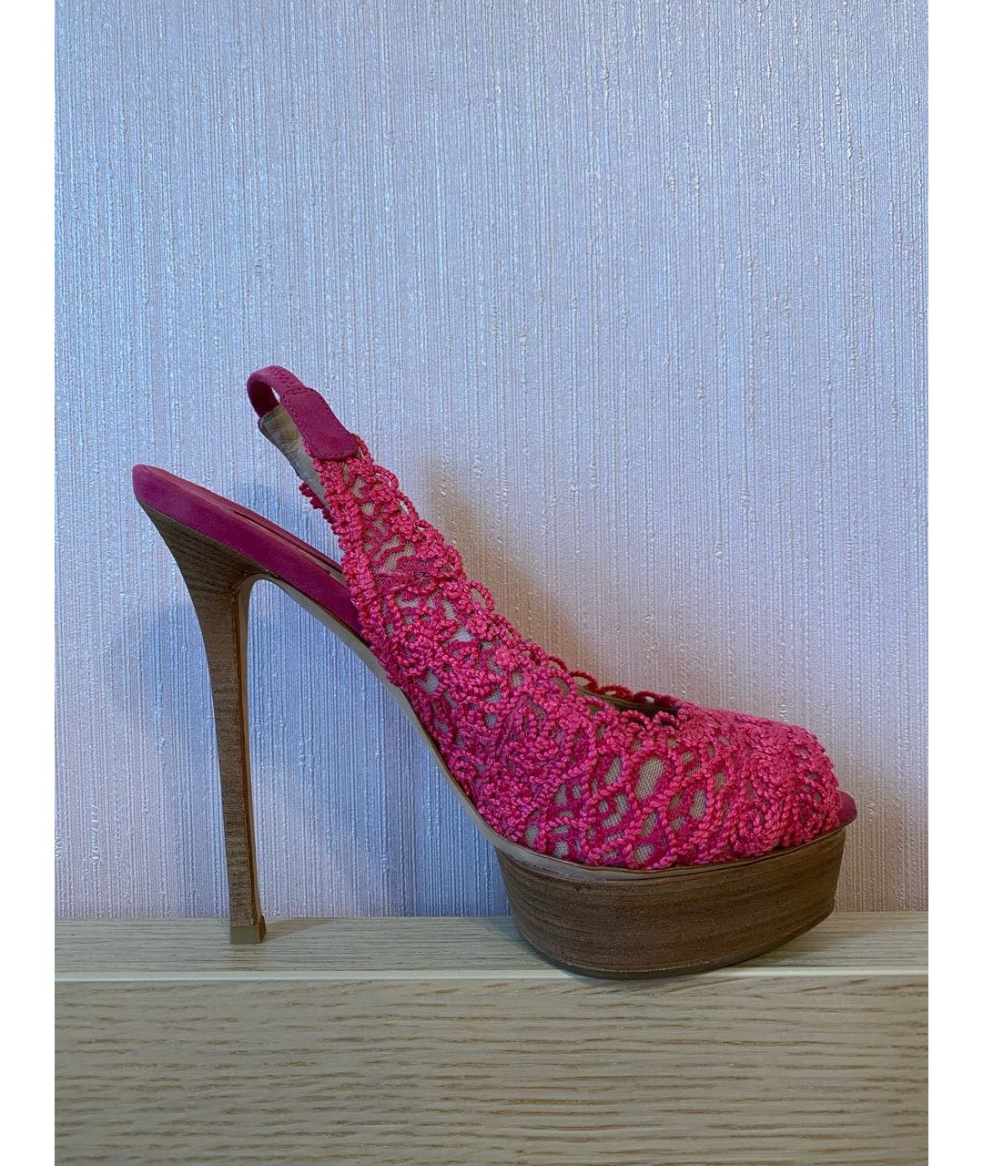 LE SILLA Розовые текстильные босоножки, фото 7