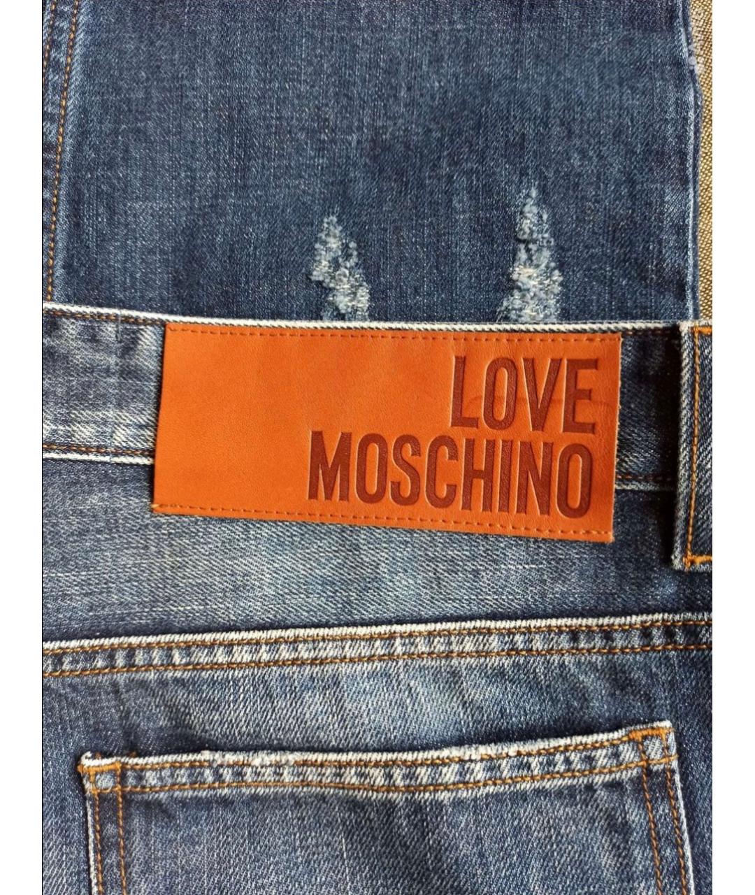 LOVE MOSCHINO Синие хлопковые прямые джинсы, фото 5