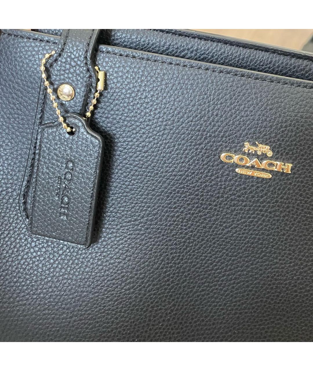COACH Черная кожаная сумка тоут, фото 5