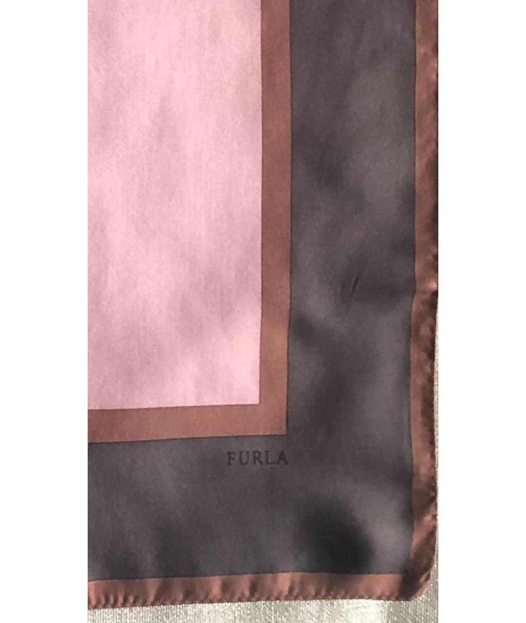 FURLA Розовый шелковый платок, фото 3