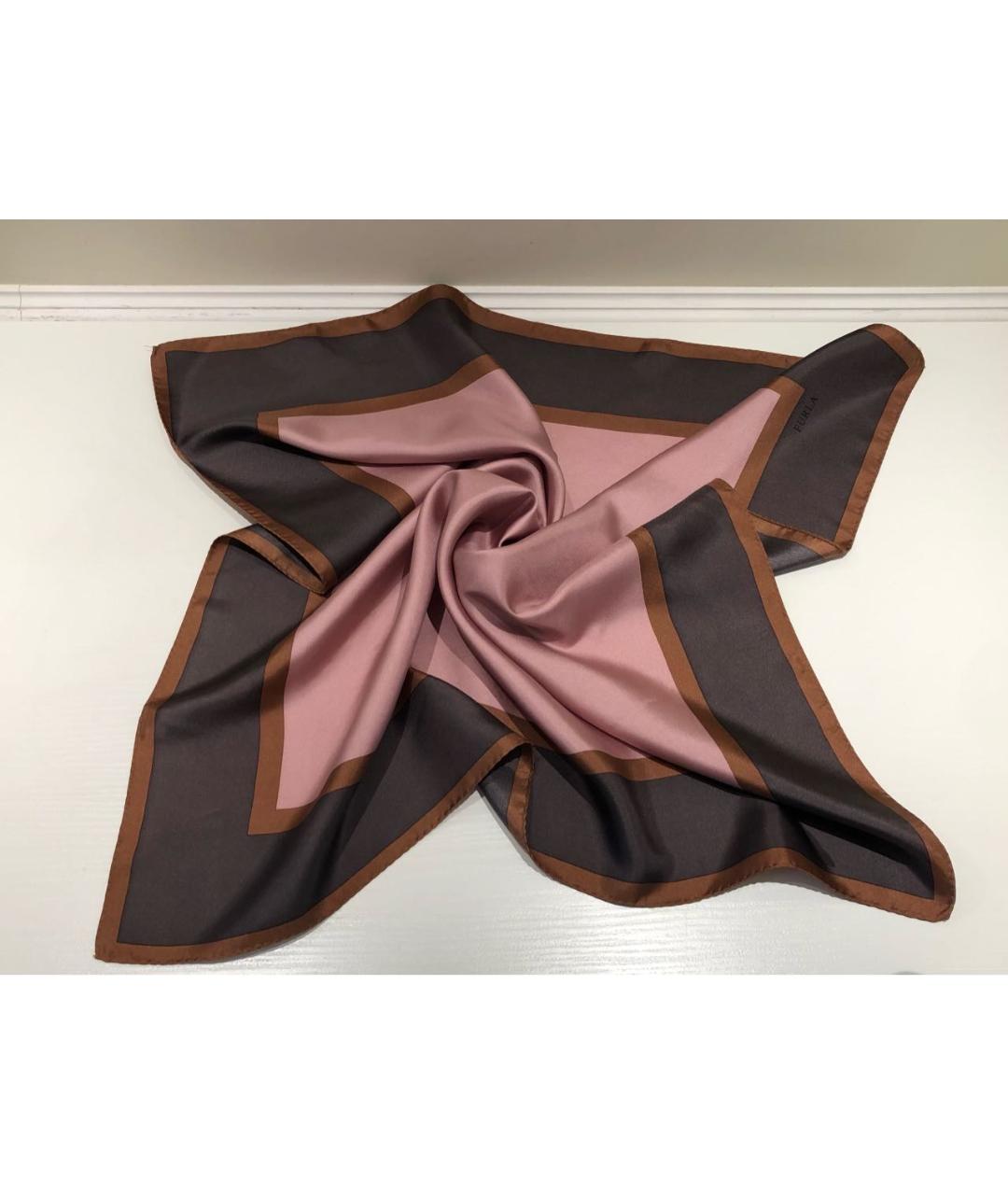 FURLA Розовый шелковый платок, фото 8