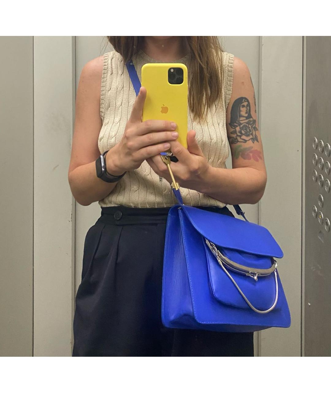 MAISON MARGIELA Синяя кожаная сумка через плечо, фото 6