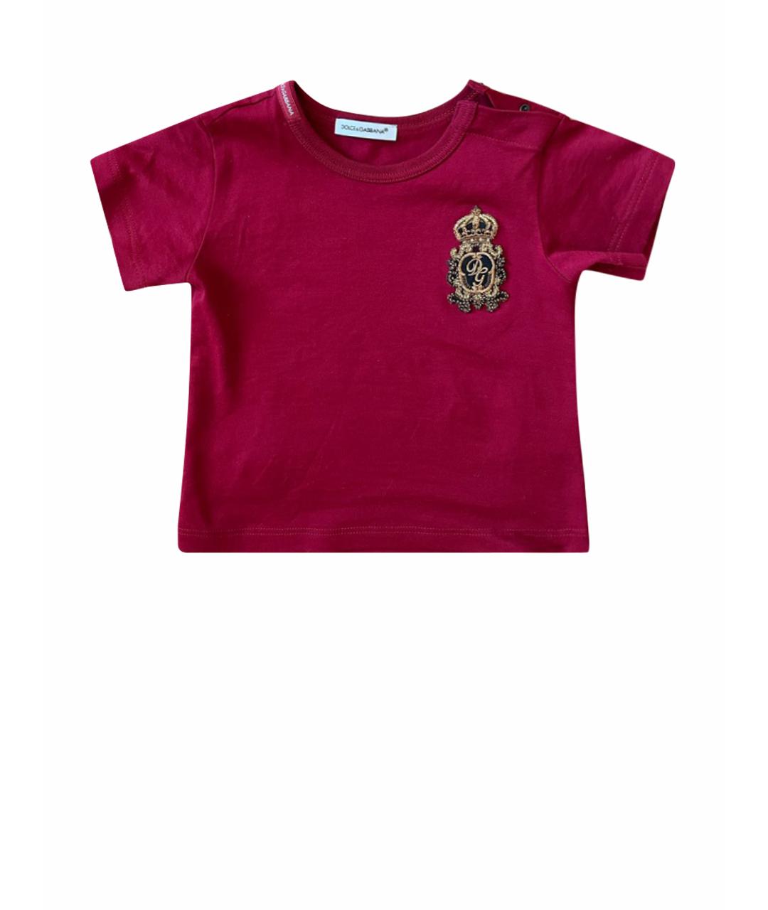 DOLCE&GABBANA Бордовая хлопковая детская футболка, фото 1