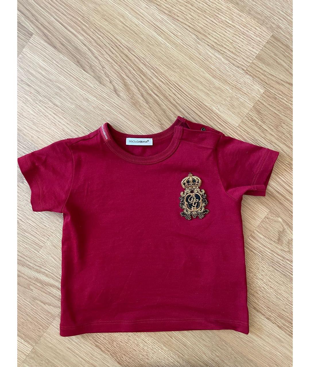 DOLCE&GABBANA Бордовая хлопковая детская футболка, фото 6