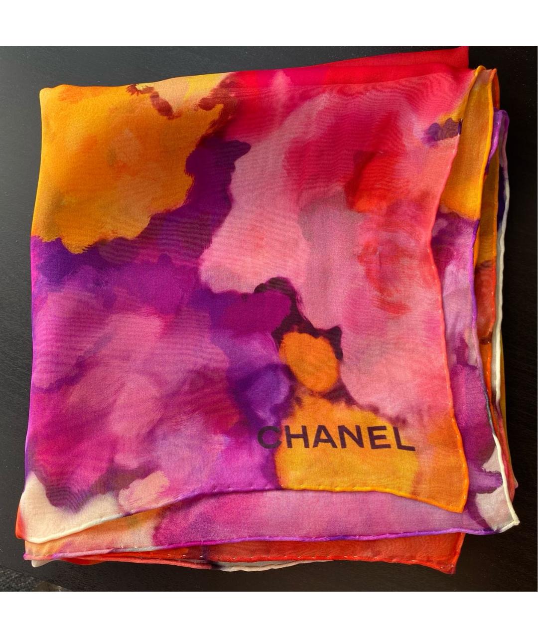CHANEL PRE-OWNED Мульти шелковый платок, фото 7